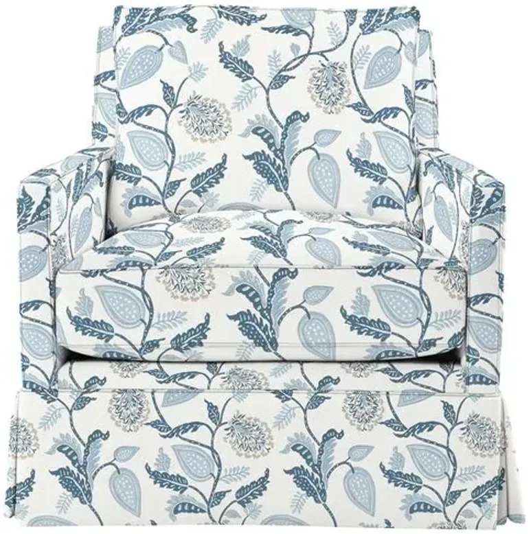 Auburn Club Chair - Reid Indigo Floral - Hancrafted in the USA