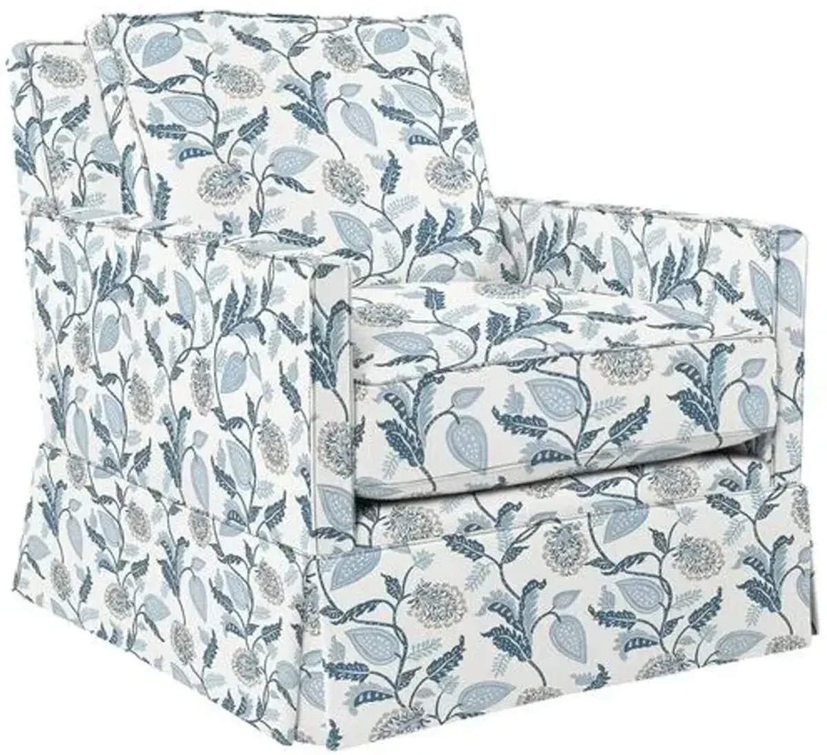 Auburn Club Chair - Reid Indigo Floral - Hancrafted in the USA