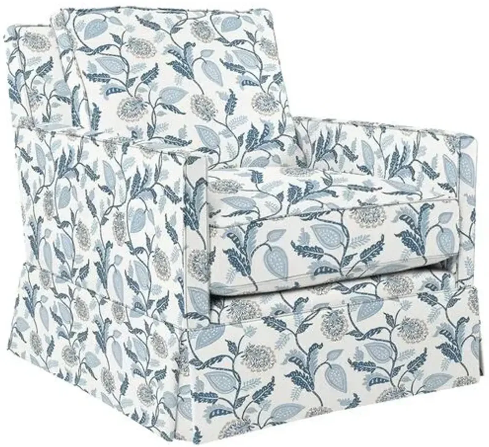 Auburn Club Chair - Reid Indigo Floral - Hancrafted in the USA