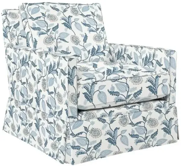 Auburn Club Chair - Reid Indigo Floral - Hancrafted in the USA