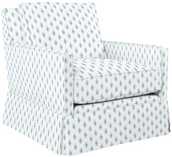 Auburn Club Chair, Leyland Sky Block Print