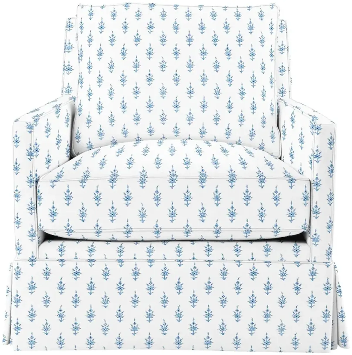 Auburn Club Chair, Leyland Sky Block Print