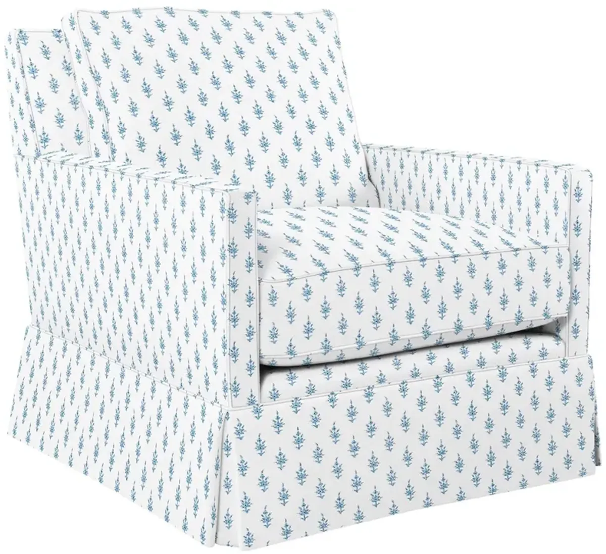 Auburn Club Chair, Leyland Sky Block Print