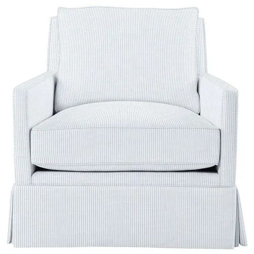 Auburn Club Chair - Inside Out Ticking Stripe - Hancrafted in the USA