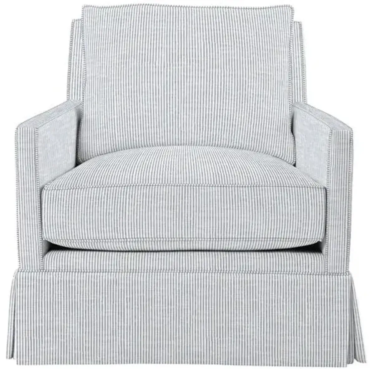 Auburn Club Chair - Inside Out Ticking Stripe - Hancrafted in the USA