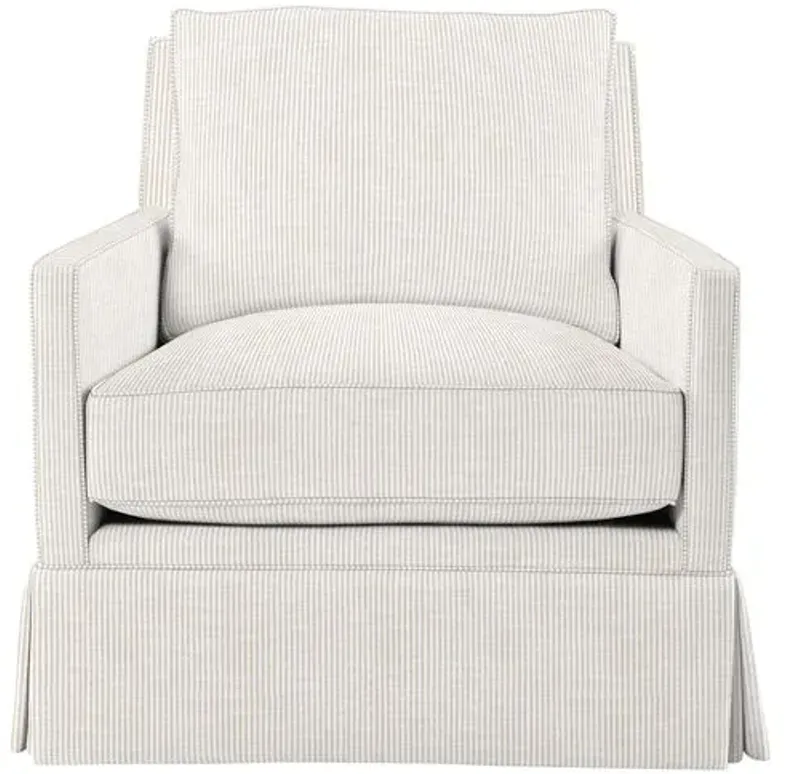 Auburn Club Chair - Inside Out Ticking Stripe - Hancrafted in the USA