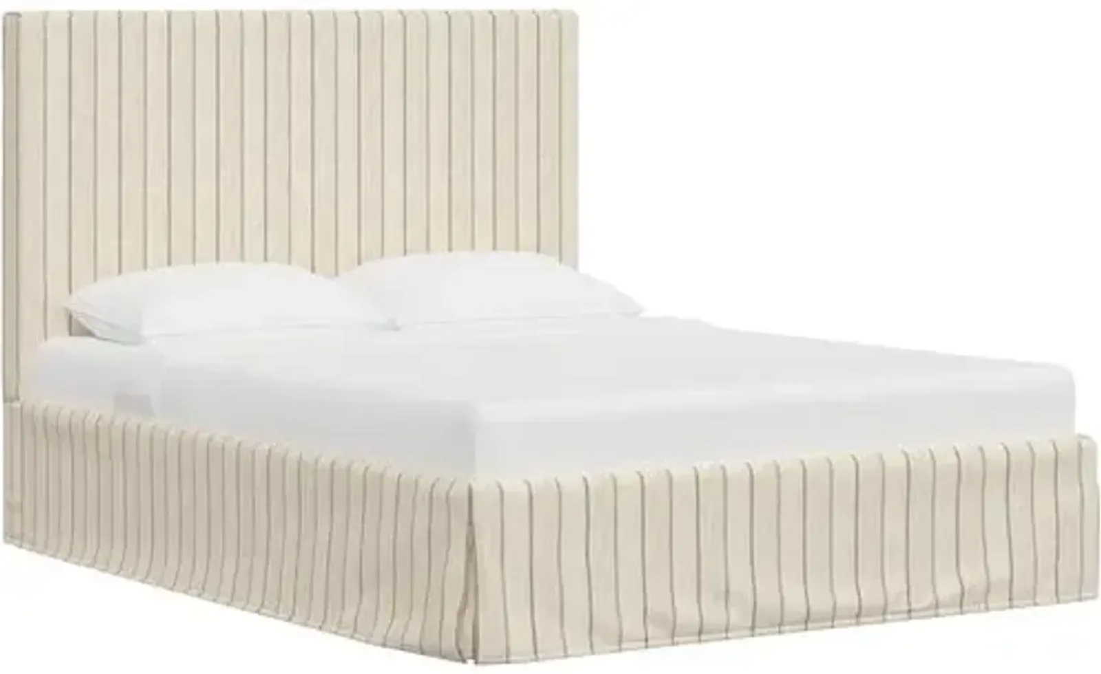 Juliet Slipcover Bed - Pinstripe - Handcrafted - Beige