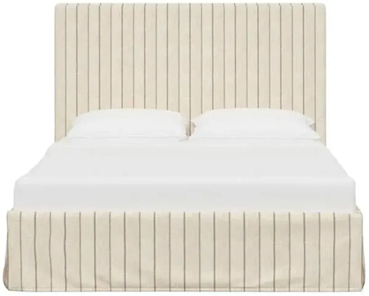 Juliet Slipcover Bed - Pinstripe - Handcrafted - Beige