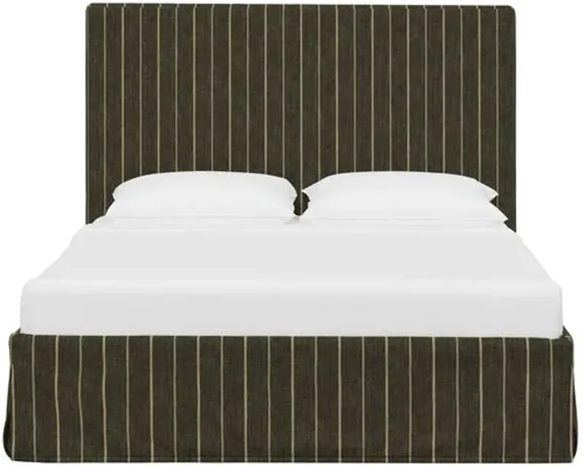 Juliet Slipcover Bed - Pinstripe - Handcrafted - Gray