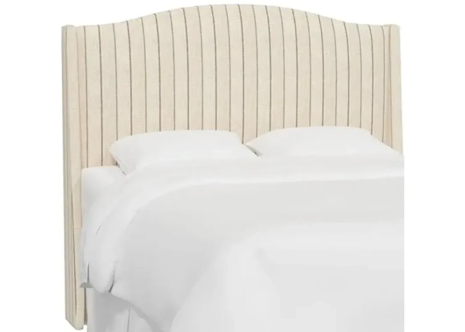 Cole Wingback Headboard - Pinstripe - Handcrafted - Beige