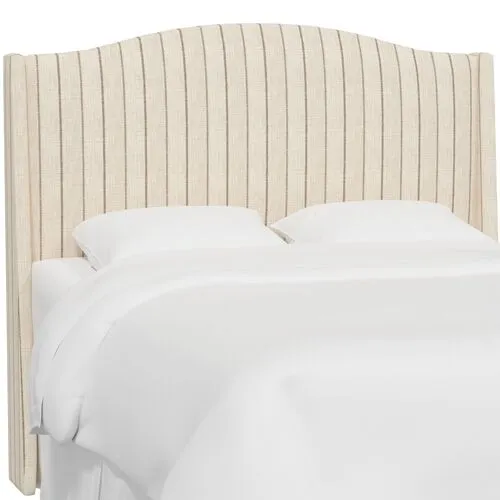 Cole Wingback Headboard - Pinstripe - Handcrafted - Beige