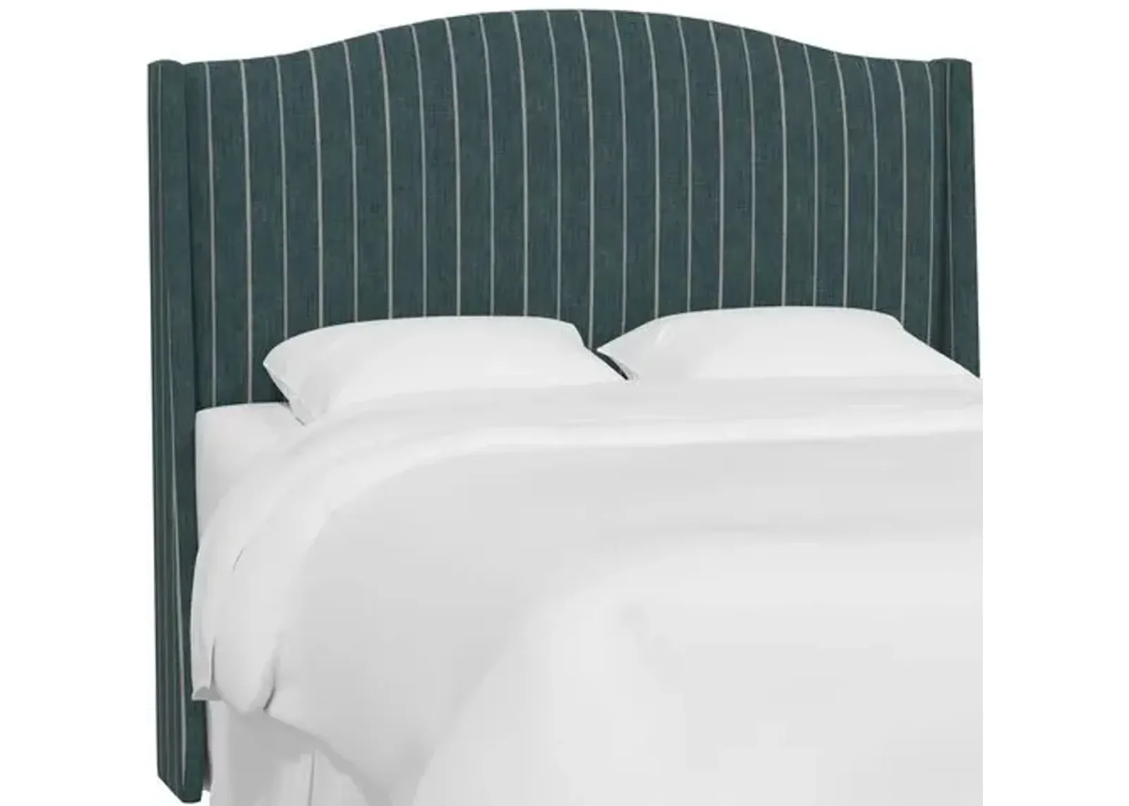 Cole Wingback Headboard - Pinstripe - Handcrafted - Blue