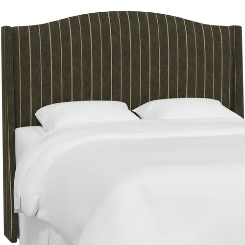 Cole Wingback Headboard - Pinstripe - Handcrafted - Gray