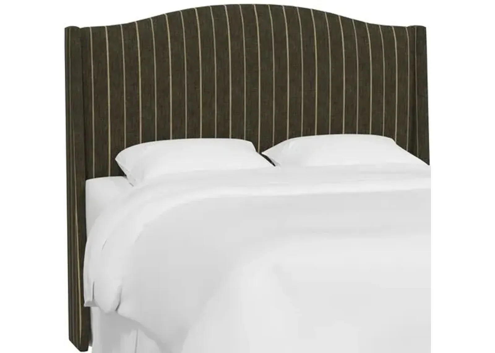 Cole Wingback Headboard - Pinstripe - Handcrafted - Gray