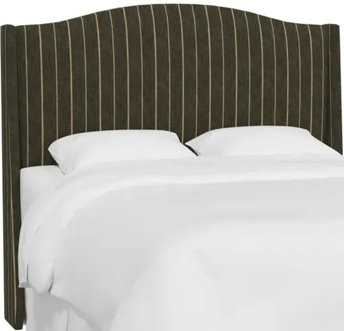 Cole Wingback Headboard - Pinstripe - Handcrafted - Gray