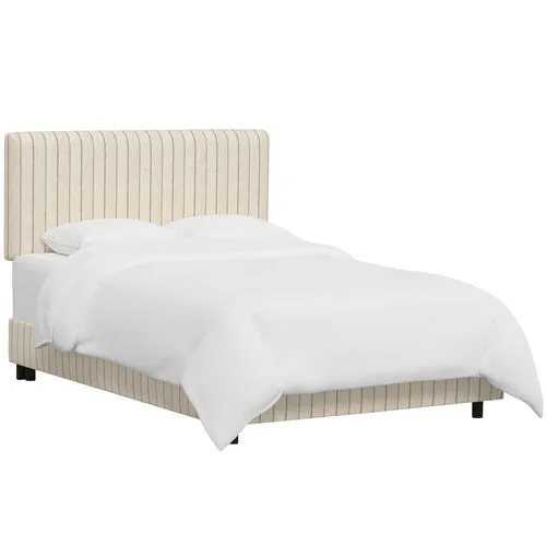 Novak Bed - Pinstripe - Handcrafted - Beige