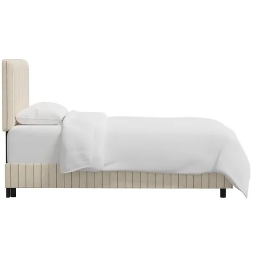 Novak Bed - Pinstripe - Handcrafted - Beige