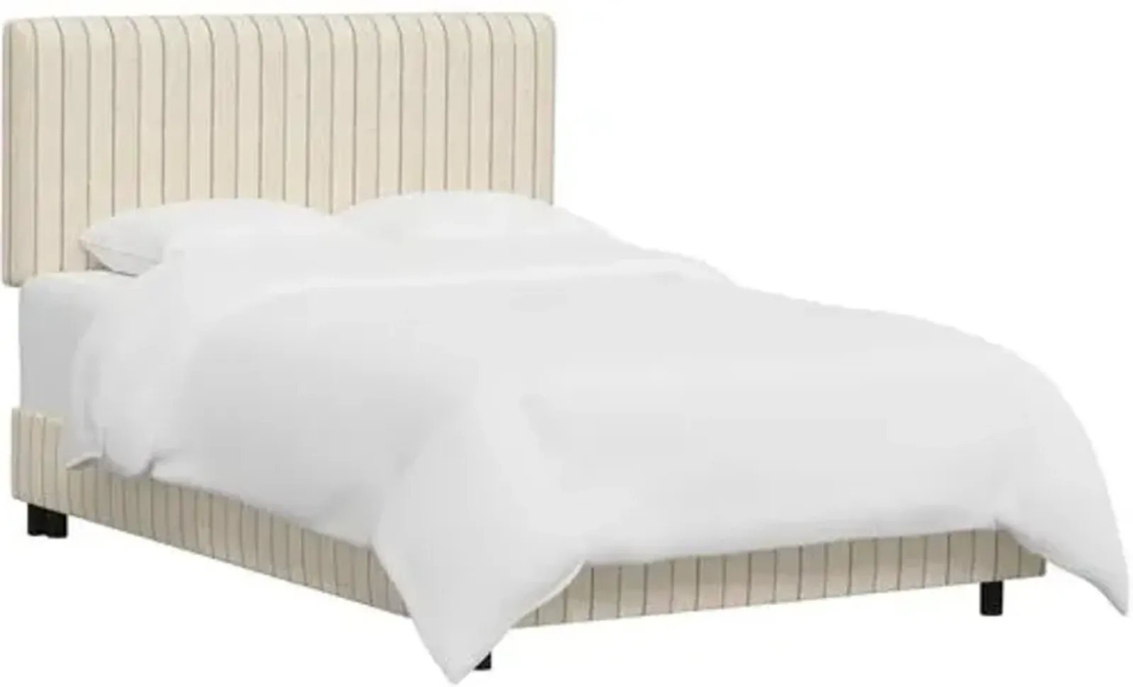 Novak Bed - Pinstripe - Handcrafted - Beige