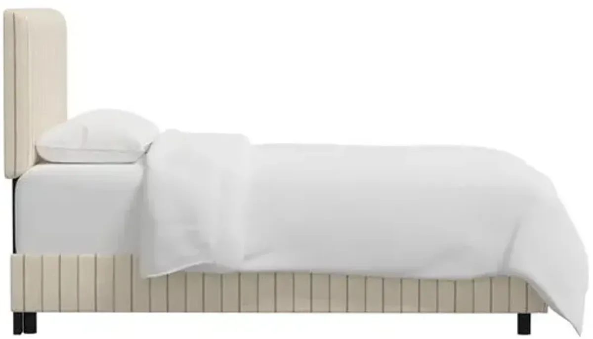 Novak Bed - Pinstripe - Handcrafted - Beige