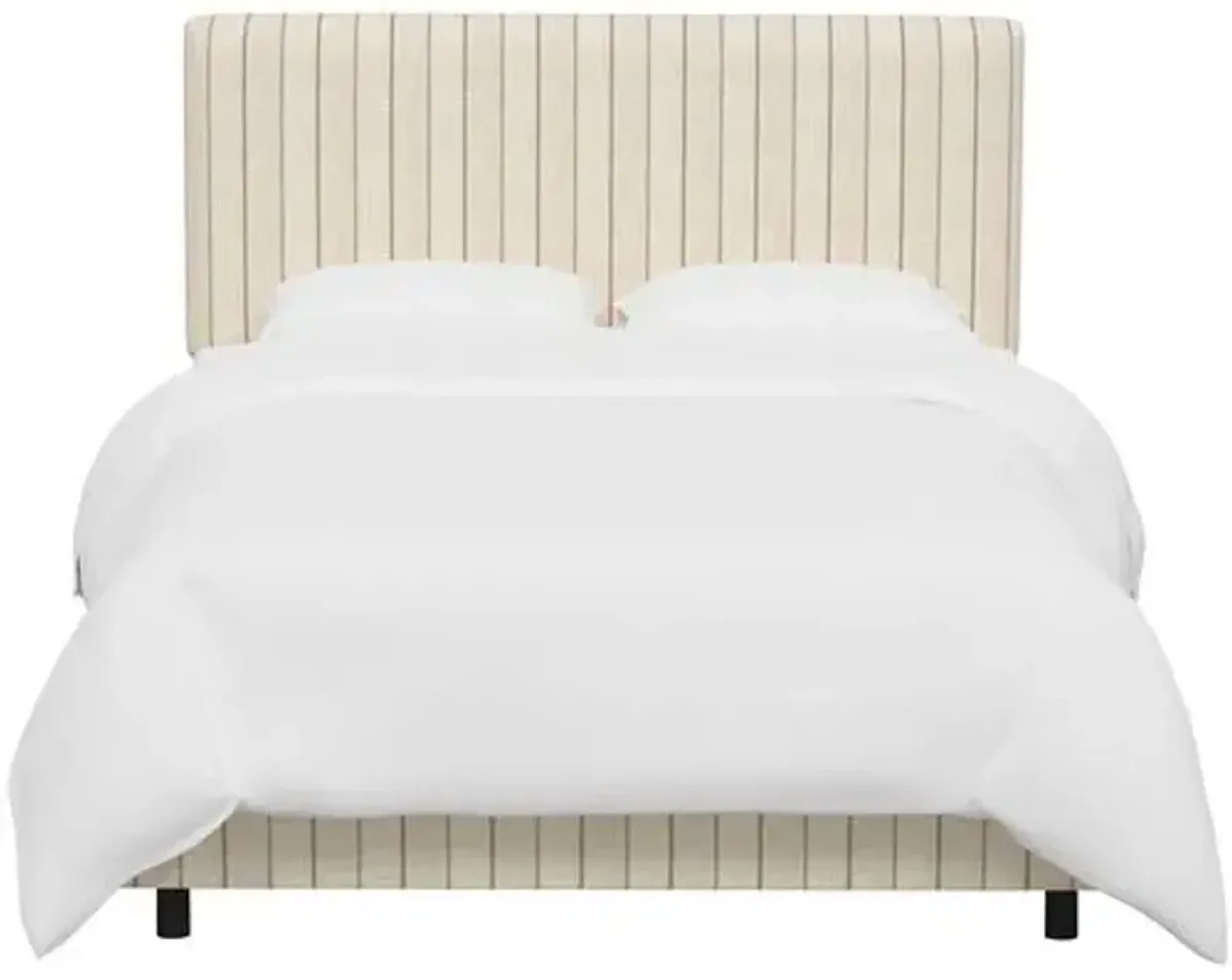 Novak Bed - Pinstripe - Handcrafted - Beige