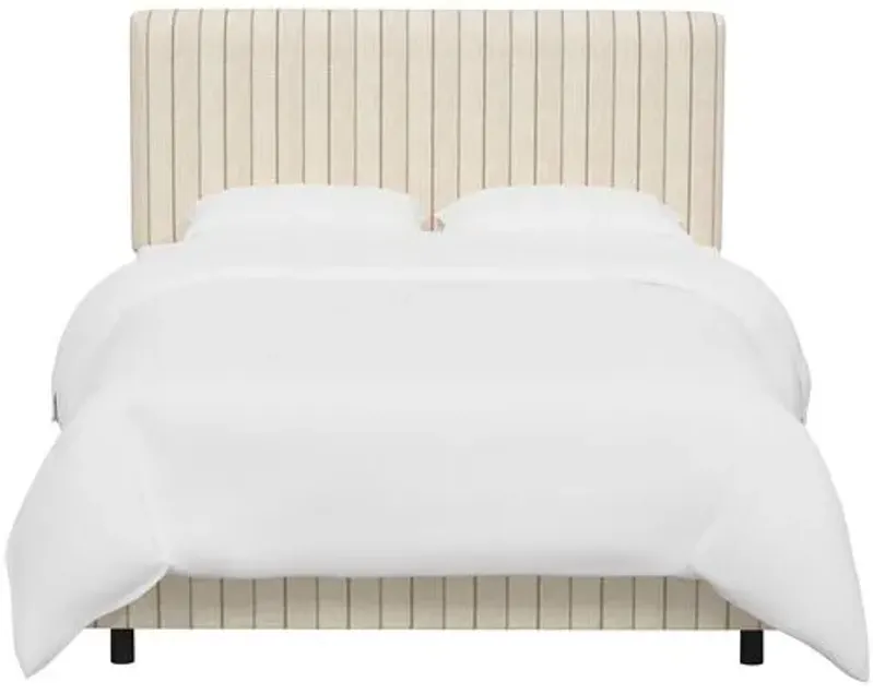 Novak Bed - Pinstripe - Handcrafted - Beige