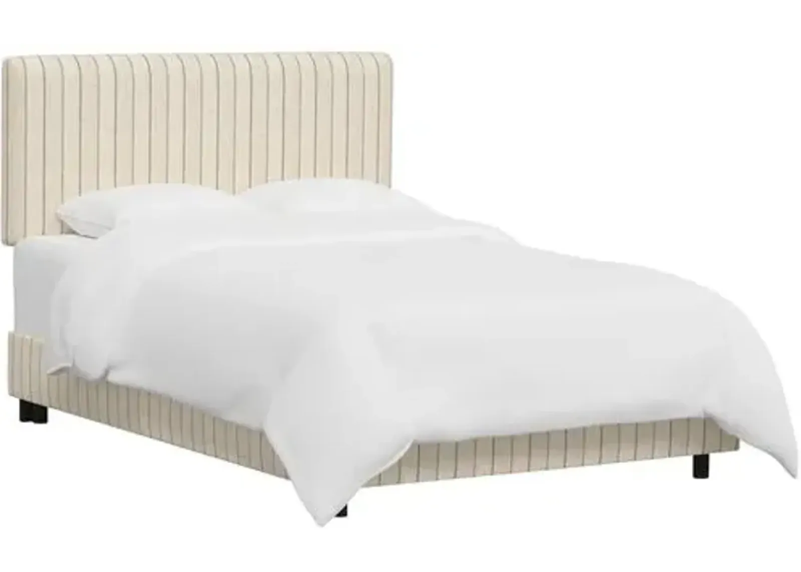 Novak Bed - Pinstripe - Handcrafted - Beige