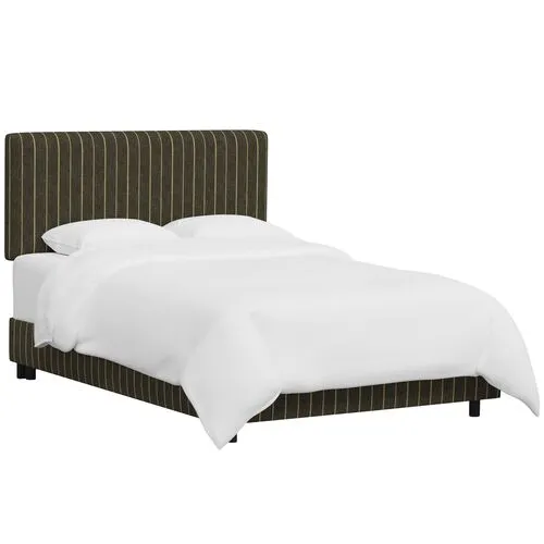 Novak Bed - Pinstripe - Handcrafted - Gray