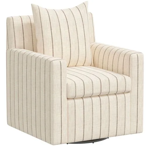 Willa Swivel Chair - Pinstripe - Handcrafted