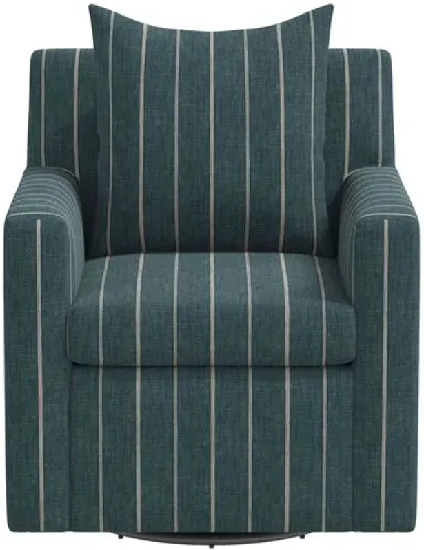 Willa Swivel Chair - Pinstripe - Handcrafted