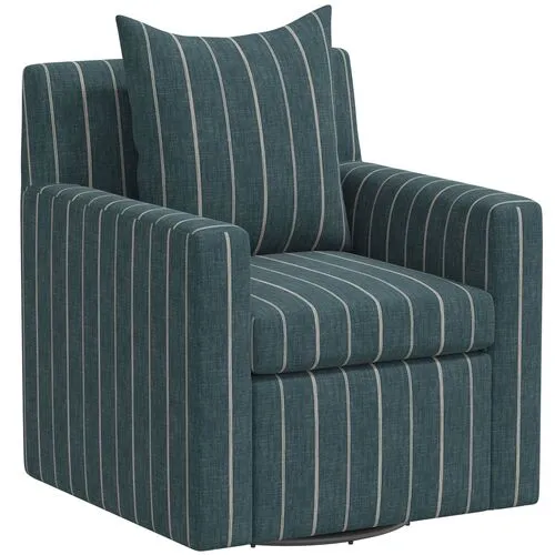 Willa Swivel Chair - Pinstripe - Handcrafted