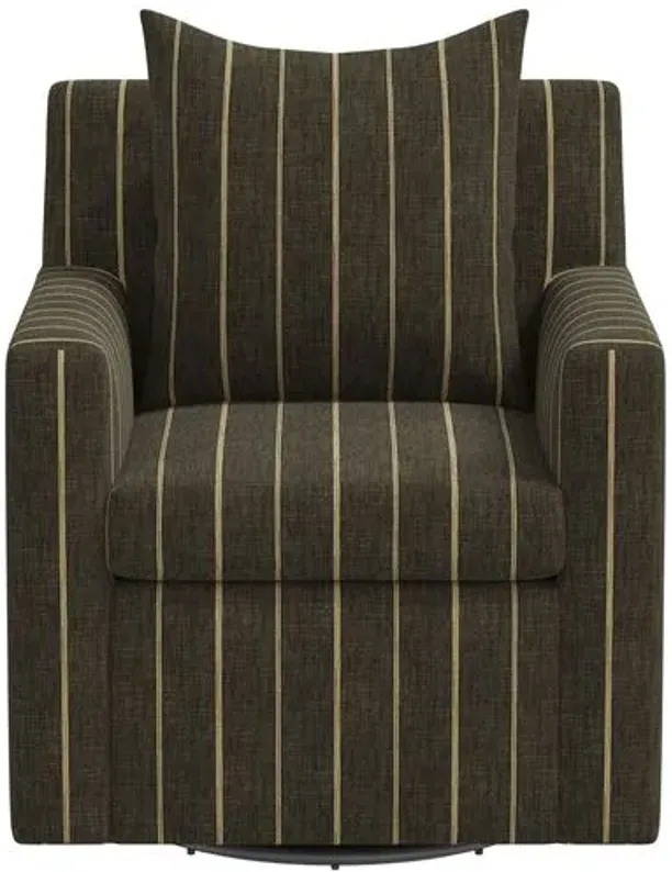 Willa Swivel Chair - Pinstripe - Handcrafted