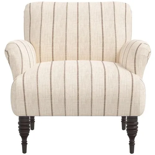 Nicolette Club Chair - Pinstripe - Hancrafted in the USA