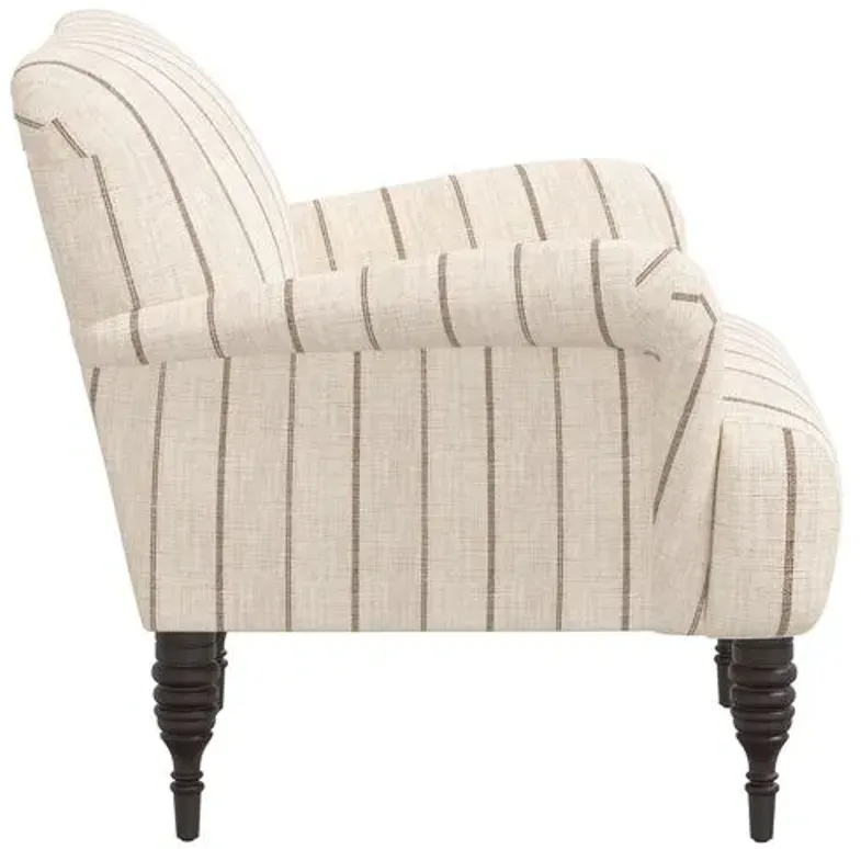 Nicolette Club Chair - Pinstripe - Hancrafted in the USA