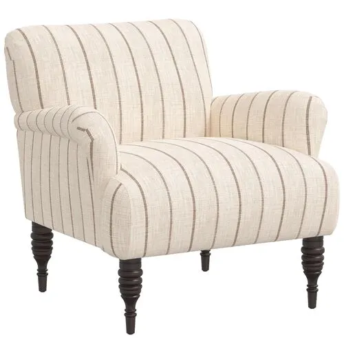 Nicolette Club Chair - Pinstripe - Hancrafted in the USA