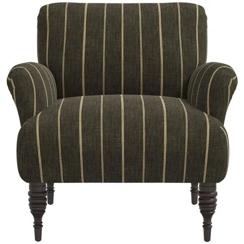 Nicolette Club Chair - Pinstripe - Hancrafted in the USA