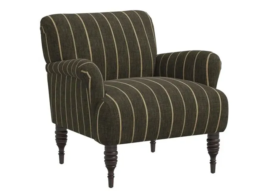 Nicolette Club Chair - Pinstripe - Hancrafted in the USA