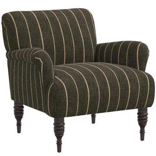 Nicolette Club Chair - Pinstripe - Hancrafted in the USA