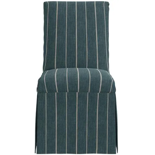 Owen Slipcover Side Chair - Pinstripe - Blue