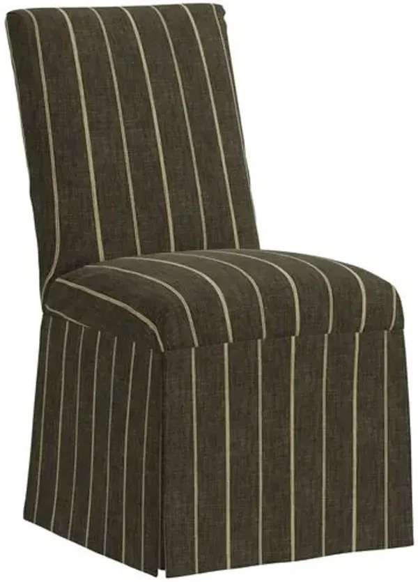 Owen Skirted Slipcover Side Chair - Pinstripe - Gray