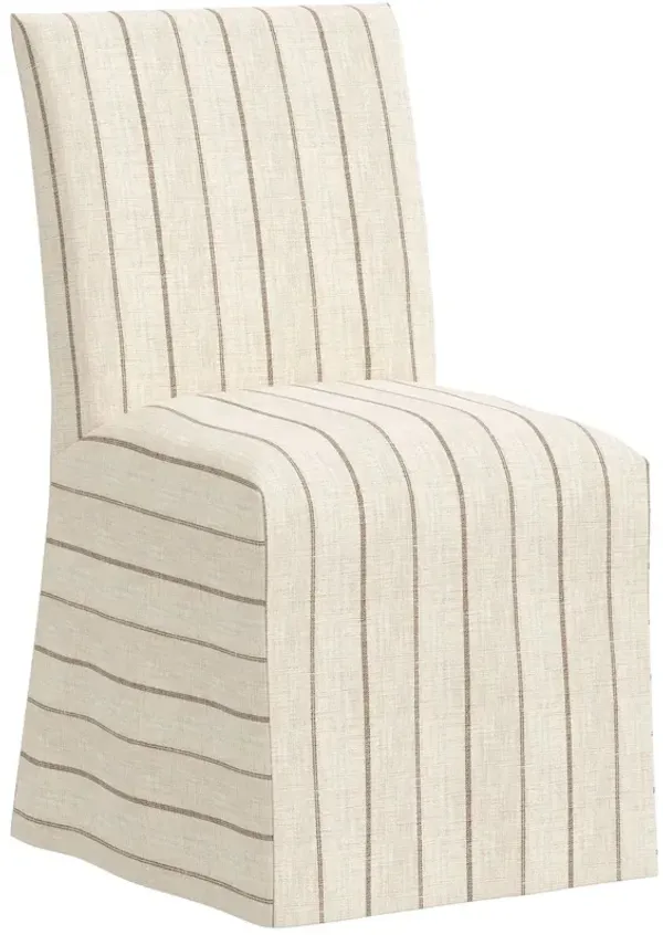 Edith Slipcover Dining Side Chair, Pinstripe