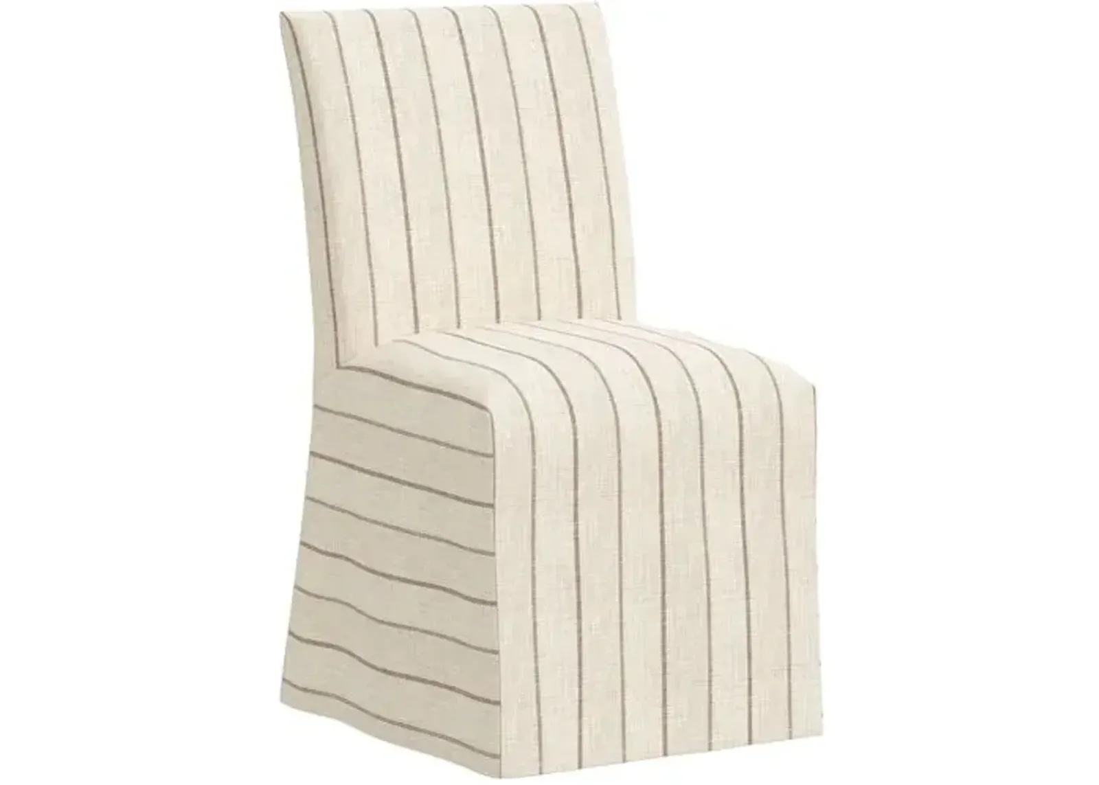 Edith Slipcover Dining Side Chair - Pinstripe - Beige