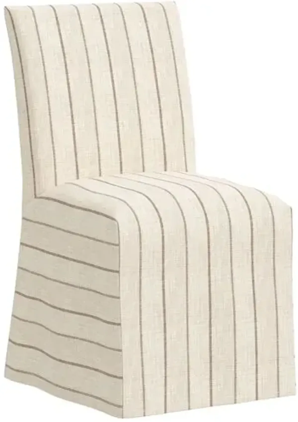 Edith Slipcover Dining Side Chair - Pinstripe - Beige