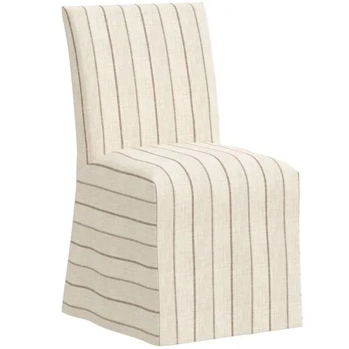 Edith Slipcover Dining Side Chair - Pinstripe - Beige