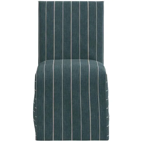 Edith Slipcover Dining Side Chair - Pinstripe - Blue