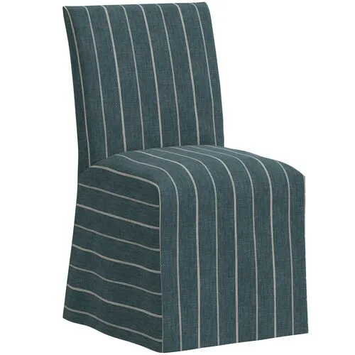 Edith Slipcover Dining Side Chair - Pinstripe - Blue