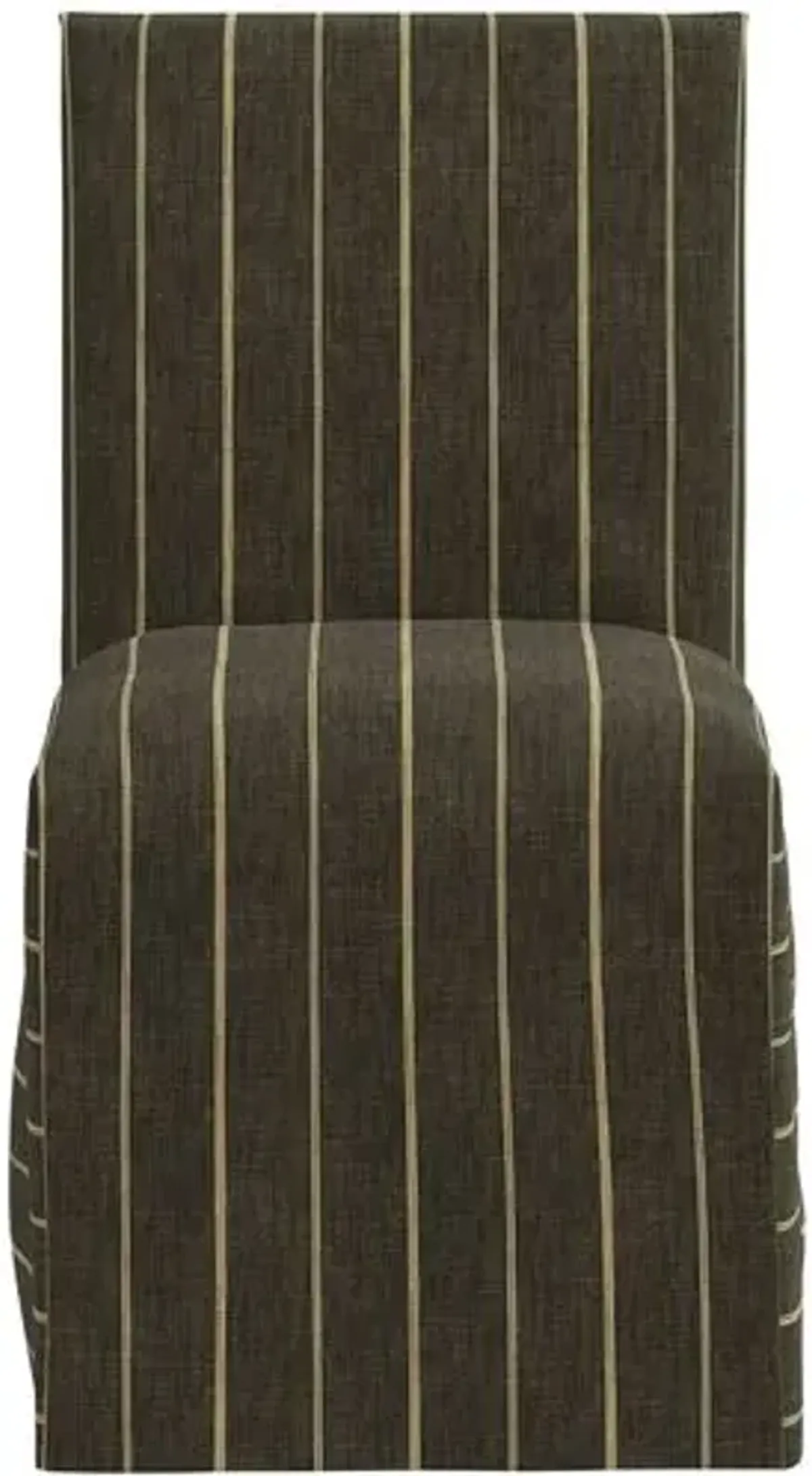 Edith Slipcover Dining Side Chair - Pinstripe - Gray