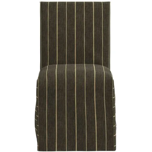 Edith Slipcover Dining Side Chair - Pinstripe - Gray