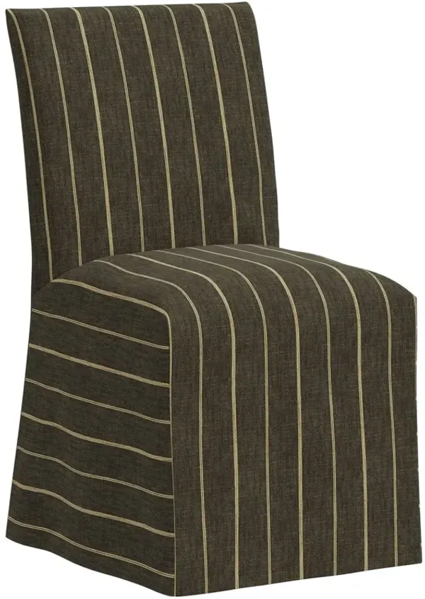 Edith Slipcover Dining Side Chair, Pinstripe