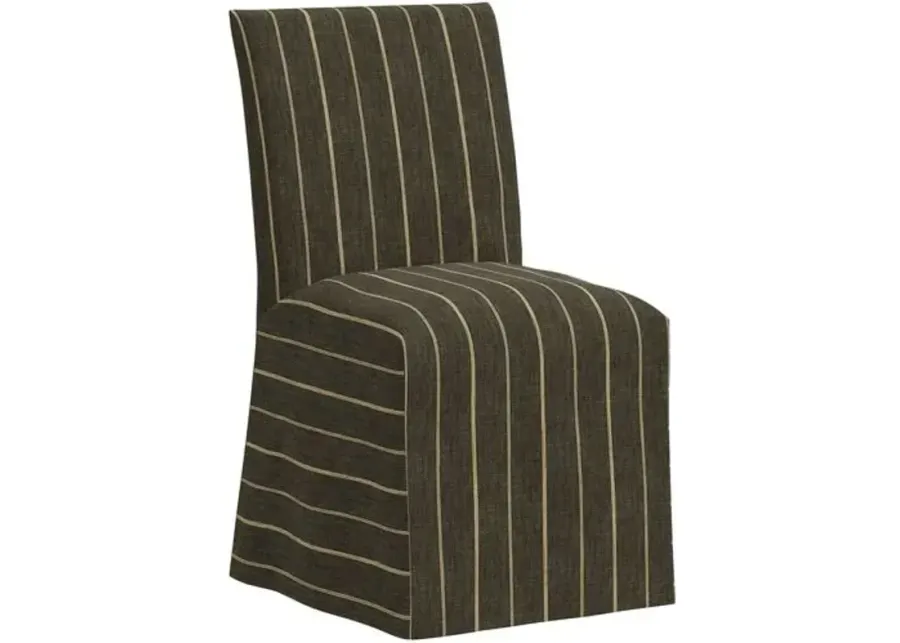 Edith Slipcover Dining Side Chair - Pinstripe - Gray