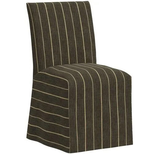 Edith Slipcover Dining Side Chair - Pinstripe - Gray